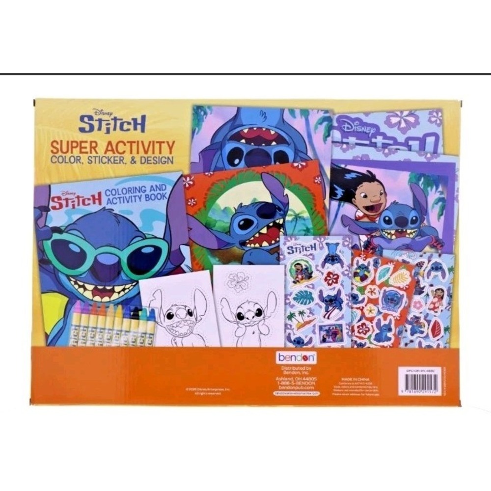 Disney Stitch Super Activity Color Sticker & Design Set Coloring Book Crayons - Picture 2 of 2